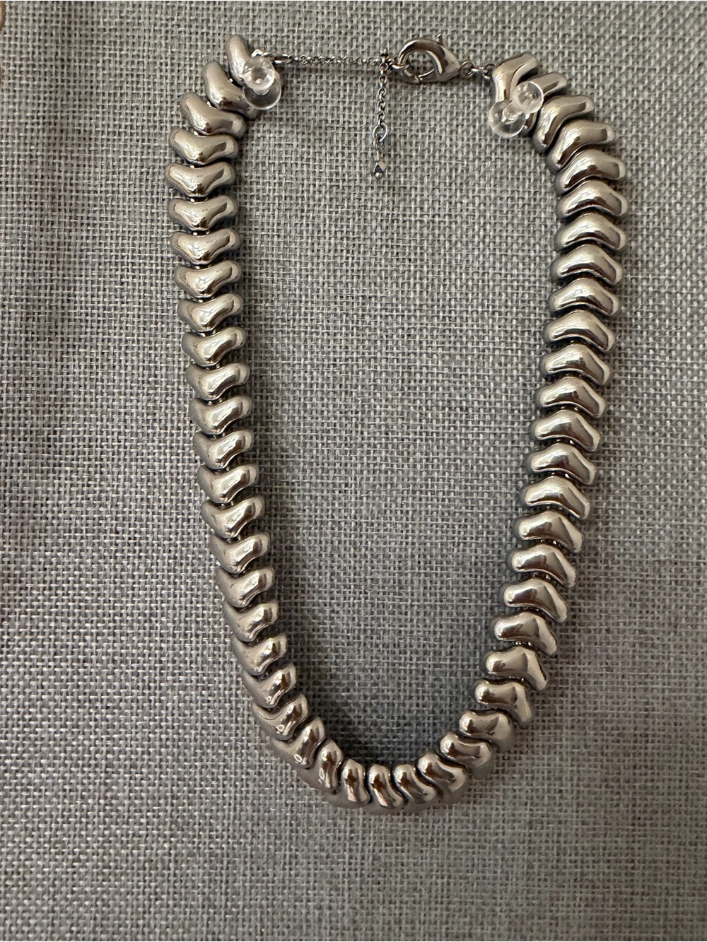 Anthropologie Chunky Sculpted Link Necklace in Silver